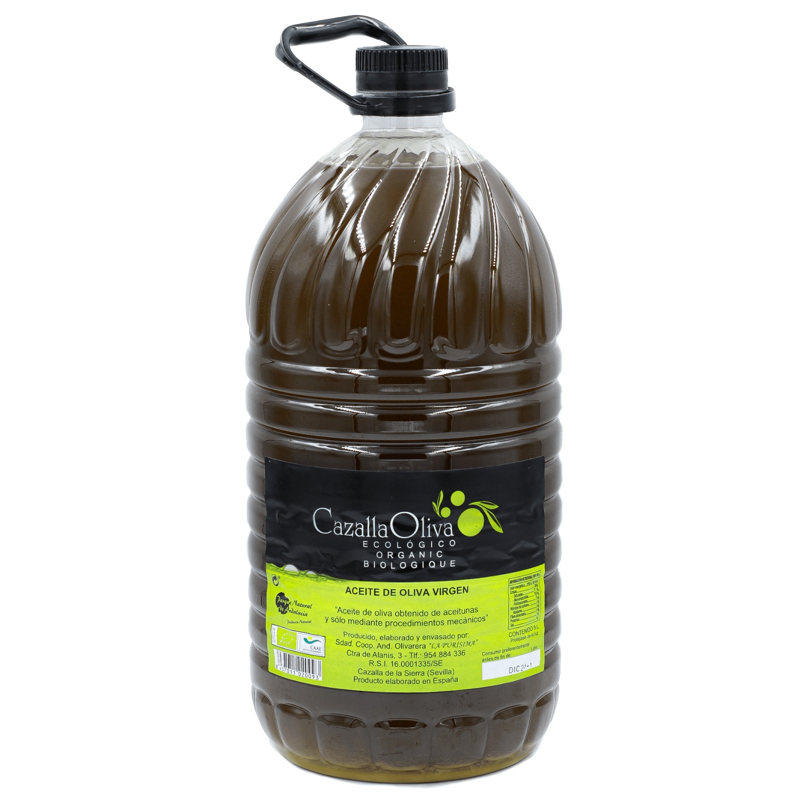 Aceite de Oliva Virgen Ecológico 5 litros. Campaña 24/25